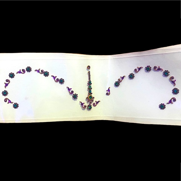 Purple, green and gold stick-on Bindi Set - Picture 2 of 2